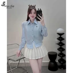 Set 2 Chi Tiết Áo Gile Phối Áo Sơ Mi Thêu Ngựa Phom Vừa Chất Len Gạo Hàng QC sẵn ship hỏa tốc 4