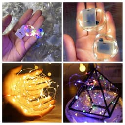 Combo 5, 10 Đèn led đom đóm, đèn trang trí hộp quà, trang trí hoa, giỏ quà- màu vàng dài  2m, gắn lồng đèn trung thu 8