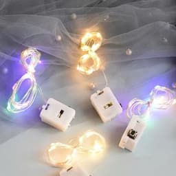 Combo 5, 10 Đèn led đom đóm, đèn trang trí hộp quà, trang trí hoa, giỏ quà- màu vàng dài  2m, gắn lồng đèn trung thu 4
