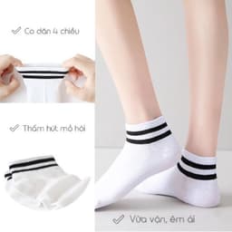 Set 5 Đôi Tất dệt kim trắng, đen Cổ Kẻ Phong Cách Hàn Quốc  { S214 } 4