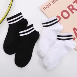Set 5 Đôi Tất dệt kim trắng, đen Cổ Kẻ Phong Cách Hàn Quốc  { S214 } 3