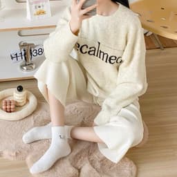 Set 5 Đôi Tất Vớ Cotton Lót Lông Cừu Giữ Nhiệt Cao Cổ Siêu Ấm Cho Nữ tt57 { u307 } 2