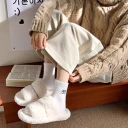 Set 5 Đôi Tất Vớ Cotton Lót Lông Cừu Giữ Nhiệt Cao Cổ Siêu Ấm Cho Nữ tt57 { u307 } 4