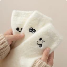 Set 5 Đôi Tất Vớ Cotton Lót Lông Cừu Giữ Nhiệt Cao Cổ Siêu Ấm Cho Nữ tt57 { u307 } 8