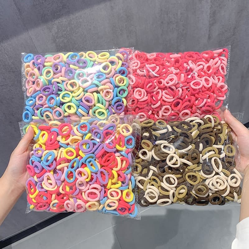 Set 500 chun cột tóc trơn cho bé nhiều màu dễ thương
