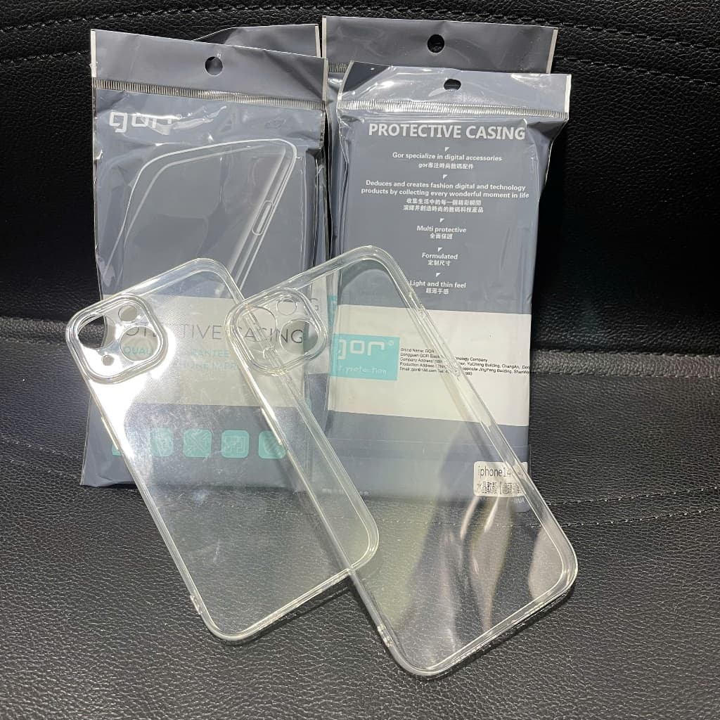 Ốp lưng dẻo Gor cho iPhone 14 ,14 Plus, 13 pro max trong suốt bảo vệ camera