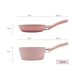 Bộ Nồi Chảo Chống Dính Cao Cấp 16cm Vân Đá Hoa Cương Hồng Đáy Từ Dùng Mọi Loại Bếp 9