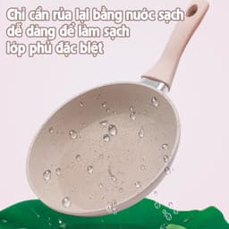 Bộ Nồi Chảo Chống Dính Cao Cấp 16cm Vân Đá Hoa Cương Hồng Đáy Từ Dùng Mọi Loại Bếp 2