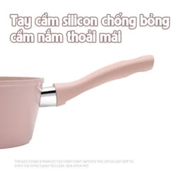 Bộ Nồi Chảo Chống Dính Cao Cấp 16cm Vân Đá Hoa Cương Hồng Đáy Từ Dùng Mọi Loại Bếp 7