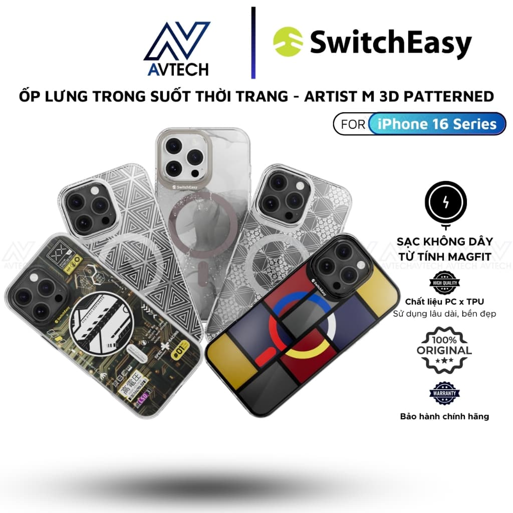 Ốp Lưng SwitchEasy Cho iPhone 16 Pro Max / 16 Pro, Artist M 3D Patterned, Chống Sốc, Thời Trang