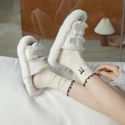 Sét 5 Đôi Tất Cổ Cao, Vớ Vải Cotton Họa Tiết NƠ Chấm Bi ,Cổ Bo Chun Siêu Co Giãn tt58 { u404 } 9