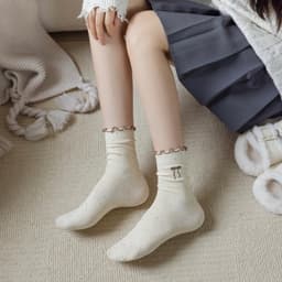 Sét 5 Đôi Tất Cổ Cao, Vớ Vải Cotton Họa Tiết NƠ Chấm Bi ,Cổ Bo Chun Siêu Co Giãn tt58 { u404 } 2