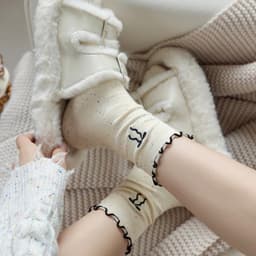 Sét 5 Đôi Tất Cổ Cao, Vớ Vải Cotton Họa Tiết NƠ Chấm Bi ,Cổ Bo Chun Siêu Co Giãn tt58 { u404 } 8