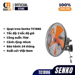 Quạt treo tường Senko TC1886, quạt công nghiệp công xuát 75W 5 cánh 3 cấp gió mạnh bảo hành 24 tháng 3