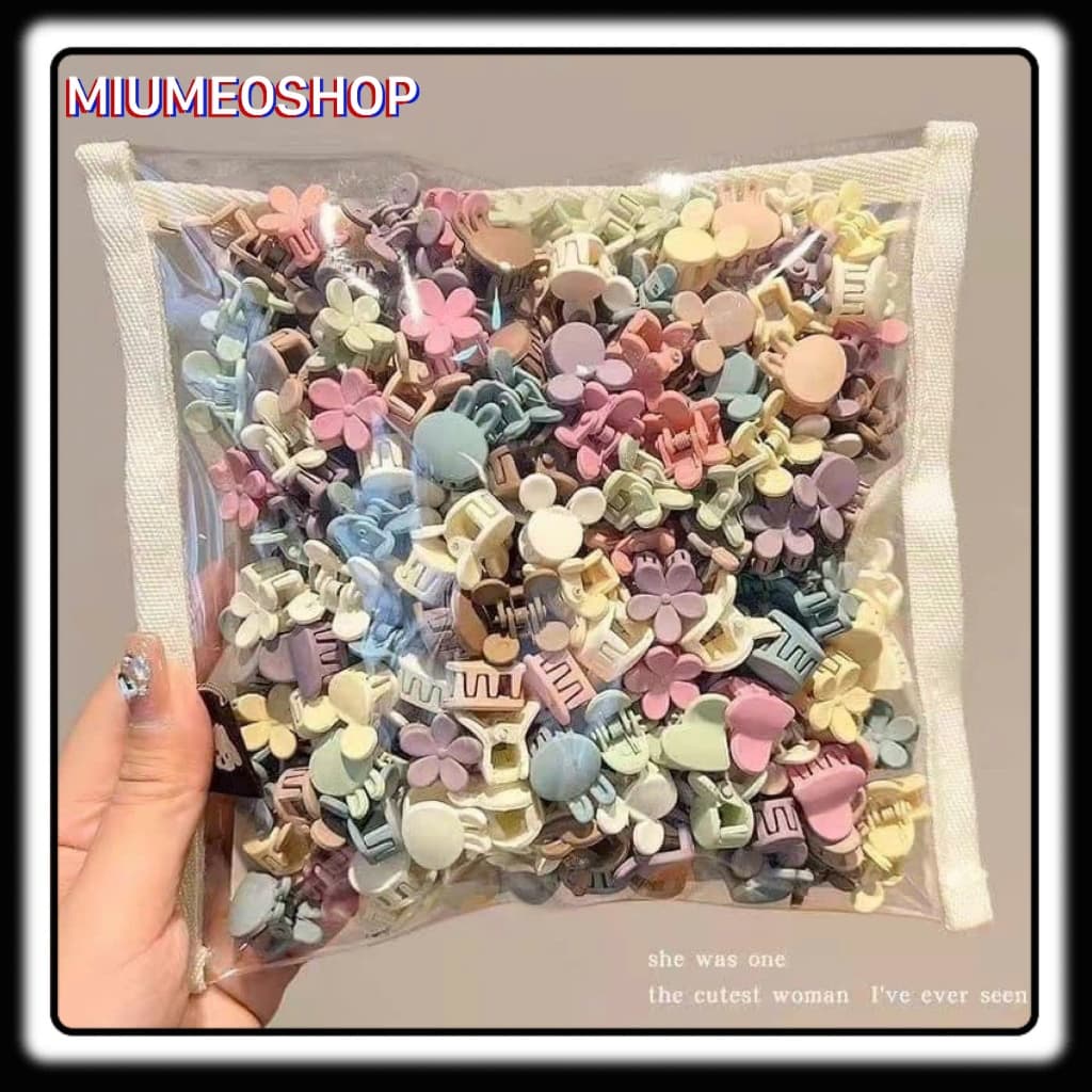 Túi 200 Kẹp Mini Nhiều Màu Nhiều Hình Siêu Dễ Thương Cho Bé