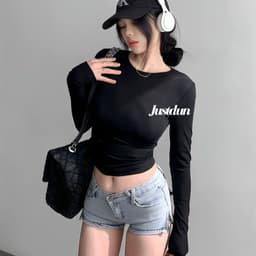 Áo Thun Nữ Dài Tay Croptop JUSTDUN CT25 – Dáng Ôm Body, Chất Liệu Cotton Mịn Mềm, Co Giãn Thoải Mái 8