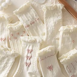 Tất  Vớ Cotton Đính Nơ Họa Tiết Hoa Nhỏ Xinh Xắn Phong Cách Harajuku Cho Nữ TT34 9