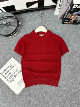 Áo len nữ cộc tay cổ đức phối họa tiết hình thoi chất len mềm mịn co giãn Evalover 16