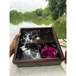 Khay GỖ SỒI đựng mứt tết NẮP KÍNH, kích thước vuông 26cm, chữ nhật 36*24cm cao 10cm 5