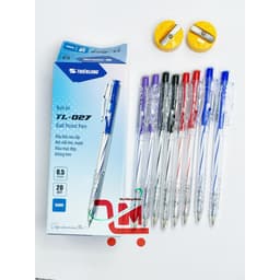 Hộp 20 Bút Thiên Long TL-027 Ngòi 0.5mm Dạng Bấm Cò, Nét Đều Dành Cho Học Sinh, Văn Phòng, Mực Xanh, Đỏ, Đen, Tím 1