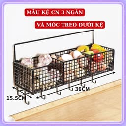 Kệ đựng gia vị 2 tầng 3 ngăn, kệ bếp treo tường chịu lực 10kg☘️ kệ đựng đồ đa năng 🌸 giỏ đựng hành tỏi gia vị 5