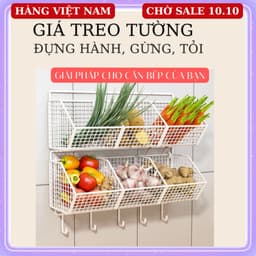 Kệ đựng gia vị 2 tầng 3 ngăn, kệ bếp treo tường chịu lực 10kg☘️ kệ đựng đồ đa năng 🌸 giỏ đựng hành tỏi gia vị 7