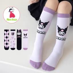 Tất Vớ cotton Cổ Cao Đùi Họa Tiết Hoạt Hình Kuromi Nhật Dễ Phối Đồ Cho Bé Gái te48 { V313 } 1