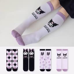 Tất Vớ cotton Cổ Cao Đùi Họa Tiết Hoạt Hình Kuromi Nhật Dễ Phối Đồ Cho Bé Gái te48 { V313 } 3
