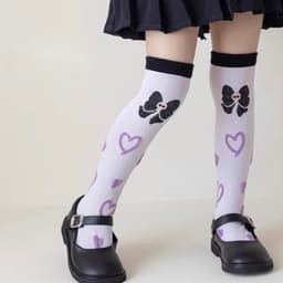 Tất Vớ cotton Cổ Cao Đùi Họa Tiết Hoạt Hình Kuromi Nhật Dễ Phối Đồ Cho Bé Gái te48 { V313 } 5
