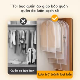COMBO 5 Túi bọc quần áo chống bụi chống ẩm mốc treo tủ PEVA JYoohome Túi trùm áo Vest có khóa 2
