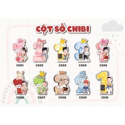 Cột số kèm chibi sinh nhật cho bé trai bé gái 6