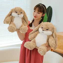 Gấu Bông Thỏ Giận Dỗi Hồng,Xám Thỏ cáu giận, Thỏ hờn dỗi lông xoắn hoa hồng siêu ngộ nghĩnh - MIU GẤU XINH 5