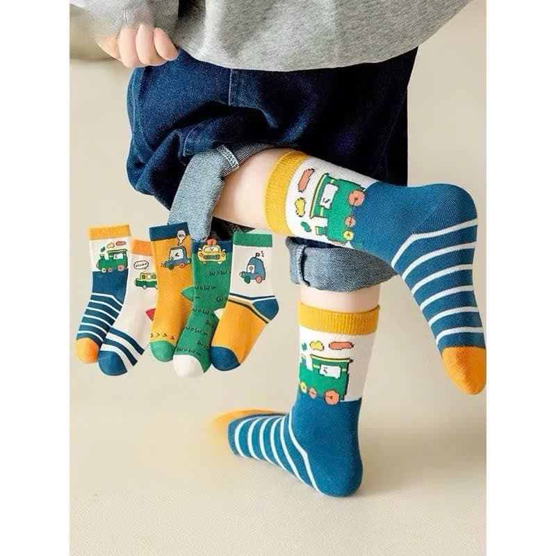 T23 Set 10 đôi Tất Cho Bé Hoạ Tiết Hình Ô Tô Chất Liệu Dày Dặn
