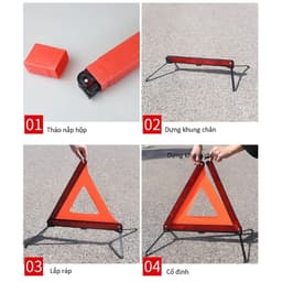 Biển Cảnh Báo Nguy Hiểm Tam Giác Phản Quang Cho Ô Tô, Biển Cảnh Báo Lắp Ghép - Gập Gọn- DK.Cars -Q1 4