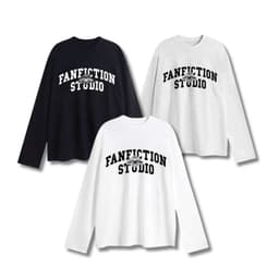 Áo thun tay dài cổ tròn in logo nổi FAFIC  from rộng 3