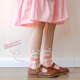 Set 5 đôi Tất Cotton họa tiết Thỏ cherry Hồng siêu đang yêu, cute bé gái te50 { V309 } 2