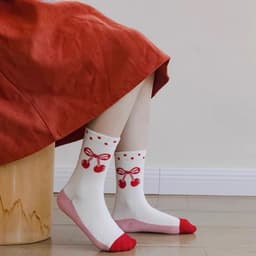 Set 5 đôi Tất Cotton họa tiết Thỏ cherry Hồng siêu đang yêu, cute bé gái te50 { V309 } 8