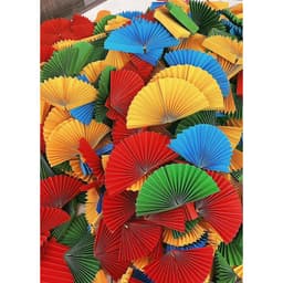 Set 5 quạt giấy màu đỏ size 15cm,20cm ( nửa quạt) Decor 1