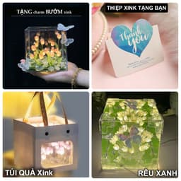 🔥(TÚI + THIỆP) Hộp đèn ngủ hoa TULIP HÌNH VUÔNG tặng người yêu 20/10 , Hoa Tulip 12cm TẶNG sinh nhật, Đèn HANDmade 8