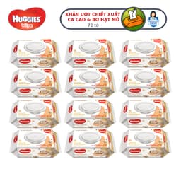Thùng 12 gói khăn ướt Huggies Bơ hạt mỡ (dưỡng da) cao cấp, dày dặn, mềm mịn cho bé (72 miếng/gói) 4