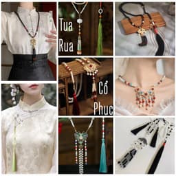Ghim Cài Áo Vòng Cổ Việt Phục Hán Phục Dây Tua Rua Cosplay Cổ Trang Phụ Kiện Chuỗi Ngọc Kim Loại 1
