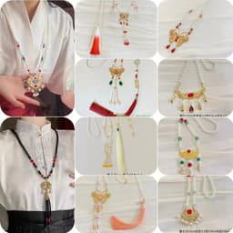 Ghim Cài Áo Vòng Cổ Việt Phục Hán Phục Dây Tua Rua Cosplay Cổ Trang Phụ Kiện Chuỗi Ngọc Kim Loại 2