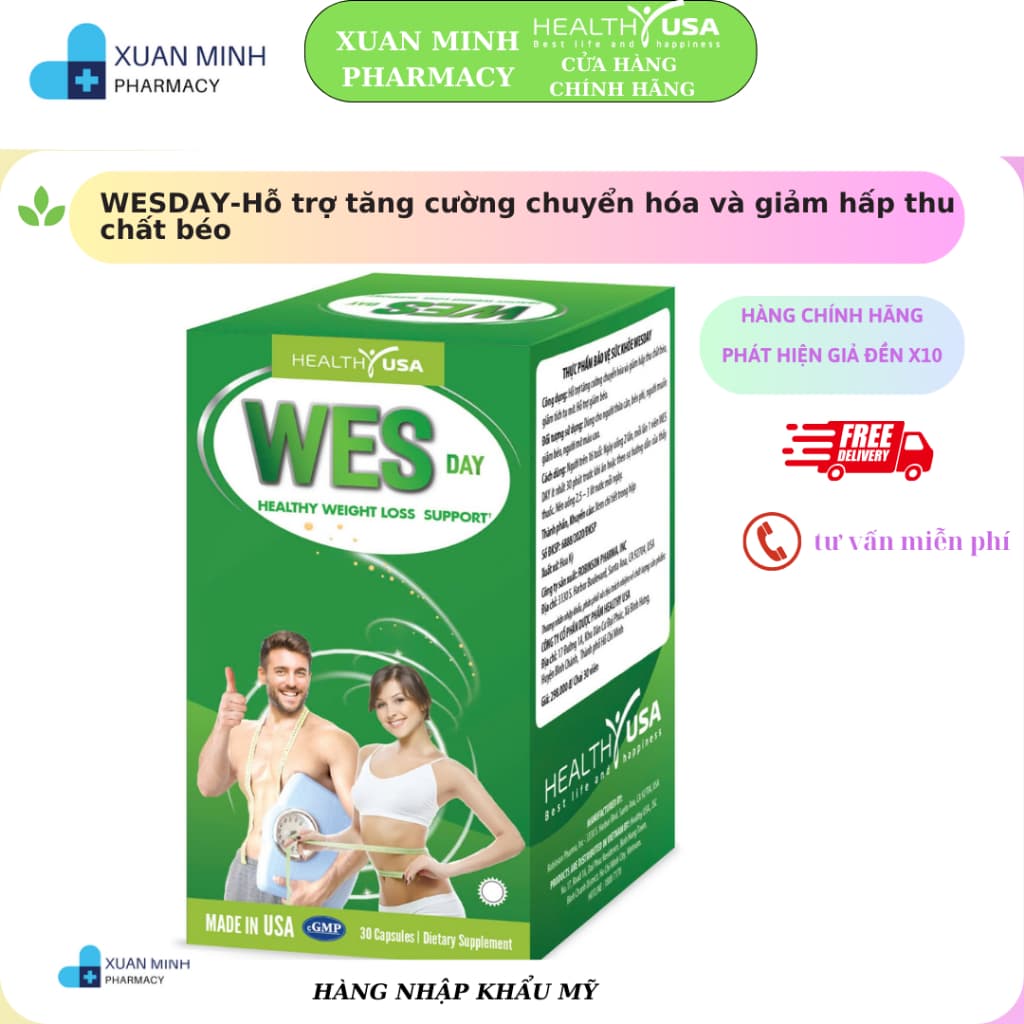 Viên uống hỗ trợ giảm cân ban ngày WesDay- Nhập khẩu Mỹ