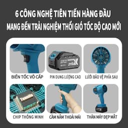Máy Thổi Phản Lực Turbofan Không Dây Tonnifu, Quạt Thổi Lá, Máy Thổi Bụi Không Dây, Chân Phổ Thông 910 6