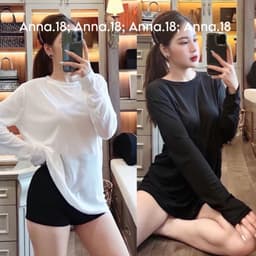 Áo thun giấy dài tay freesize form rộng ( cotton giấy -dài tay) chất mỏng co giản 2