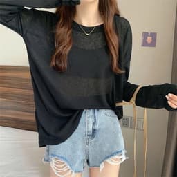 Áo thun giấy dài tay freesize form rộng ( cotton giấy -dài tay) chất mỏng co giản 3
