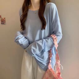 Áo thun giấy dài tay freesize form rộng ( cotton giấy -dài tay) chất mỏng co giản 4