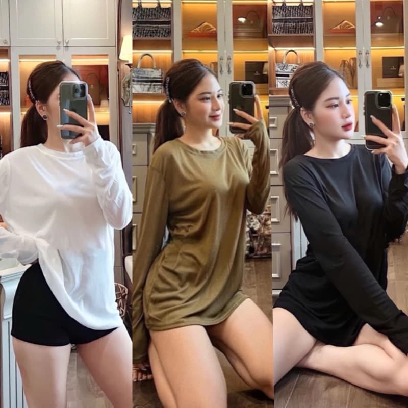 Áo thun giấy dài tay freesize form rộng ( cotton giấy -dài tay) chất mỏng co giản
