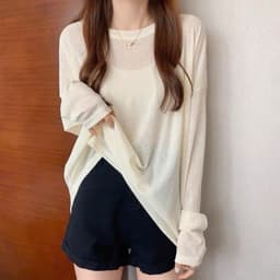 Áo thun giấy dài tay freesize form rộng ( cotton giấy -dài tay) chất mỏng co giản 5