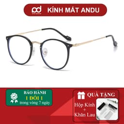 Gọng kính cận thời trang nam nữ ANDU dáng tròn chống tia UV chất liệu kim loại cao cấp - 6254 1